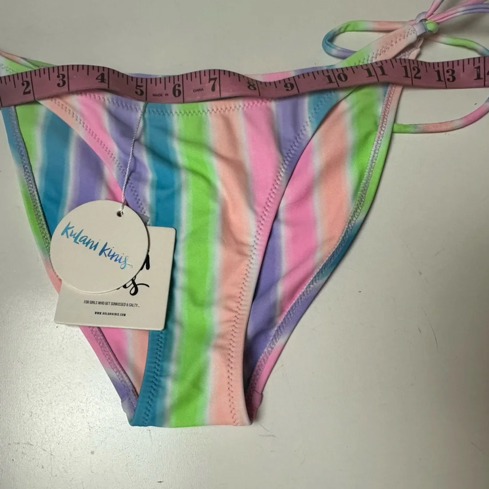 Kulani Kinis Multicolored FullCoverage Tie Sides Fairy Floss Bikini Bottom NWT S